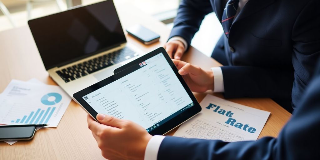 Business professional choosing a flat rate processor.