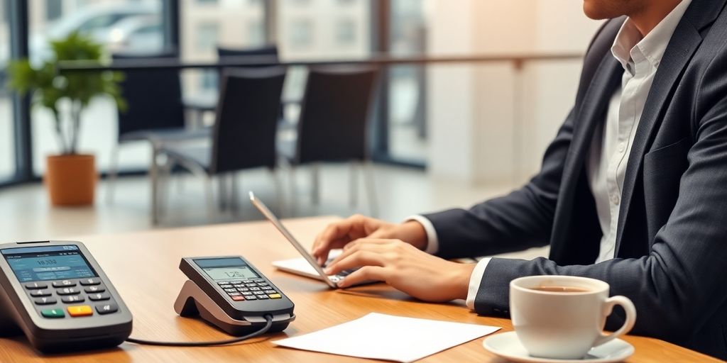 Business person reviewing  their Flat Rate Processing in their Business