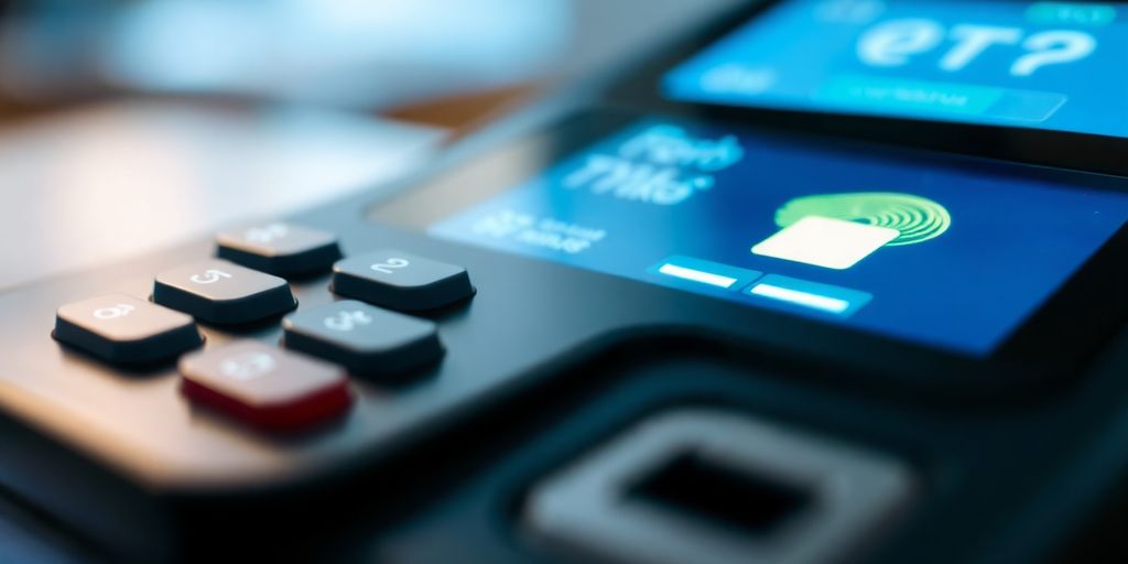 Secure payment terminal with fingerprint scanner for compliance.