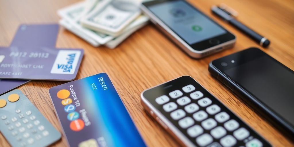 Different payment methods like cards and mobile devices.