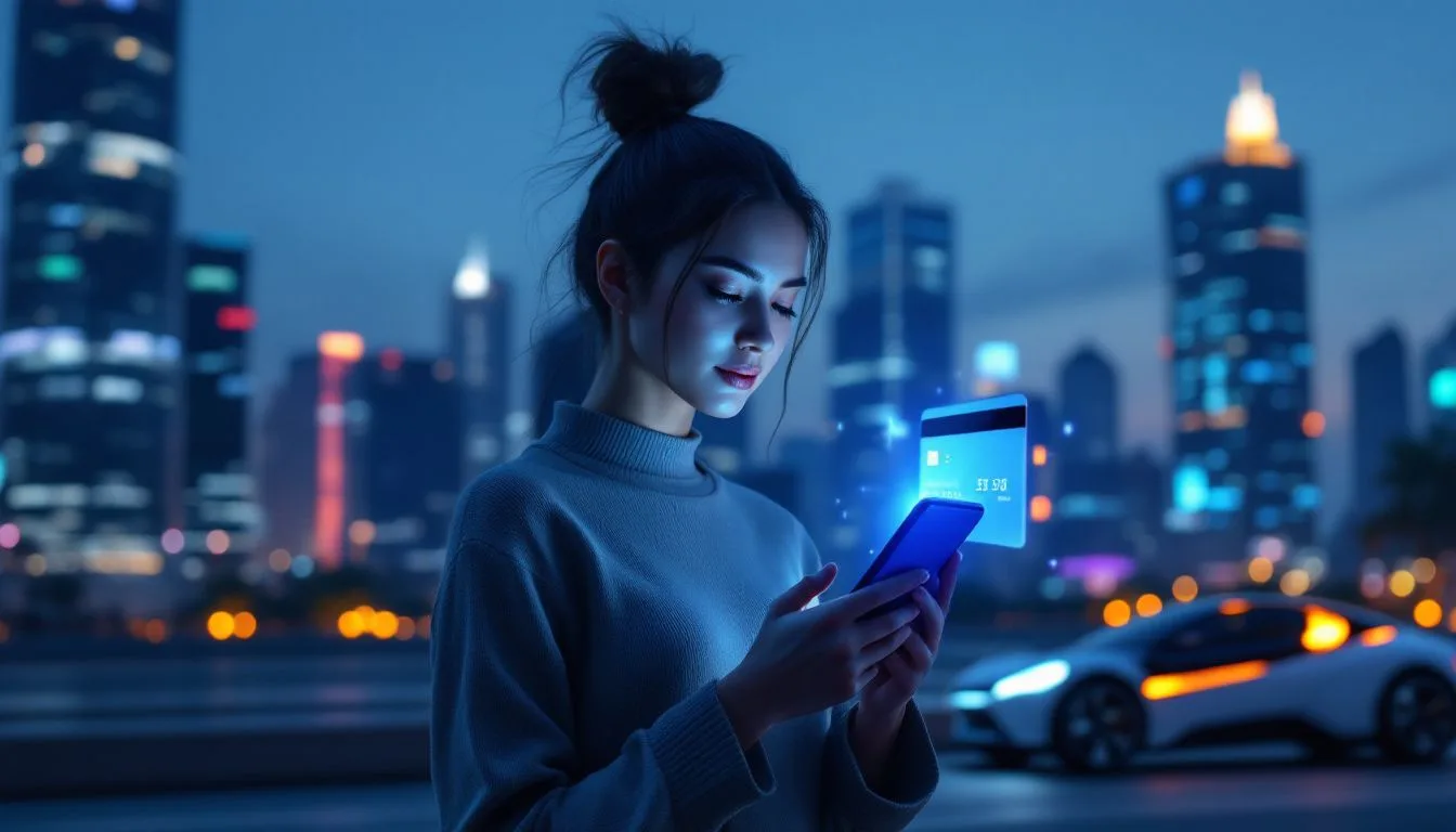 A futuristic concept of payment methods evolving with technology.