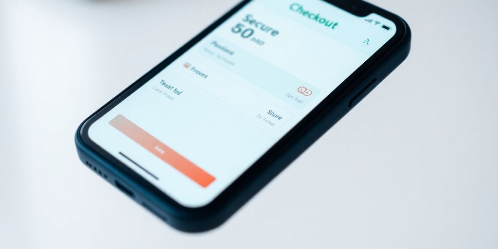 Smartphone with user-friendly e-commerce checkout interface.