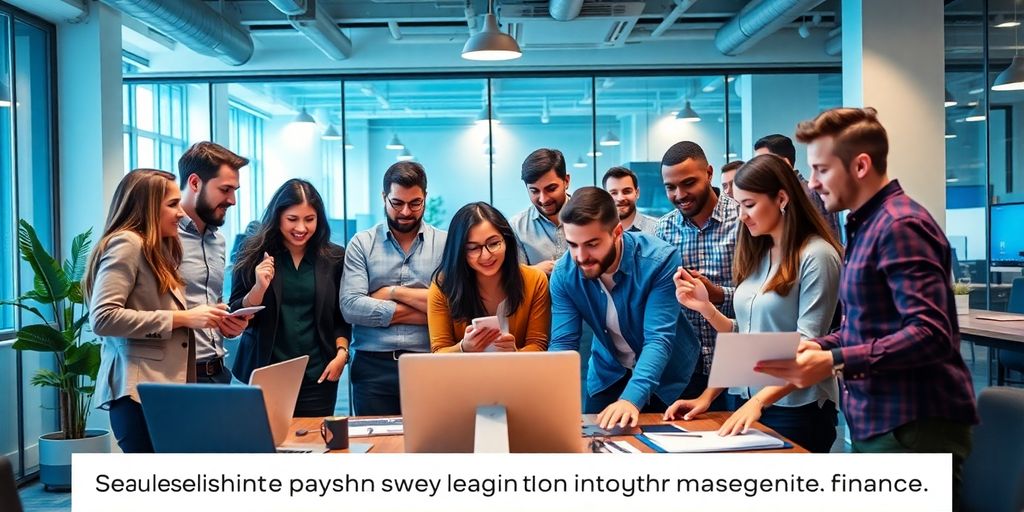 Entrepreneurs collaborating in a modern office space.