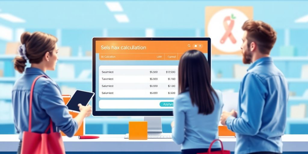 E-commerce checkout with real-time tax calculation interface.