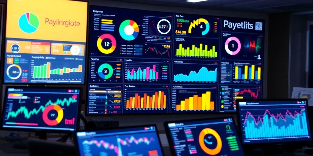 Colorful dashboard with integrated payment data visualizations.