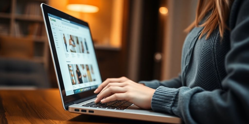 Customer completing a secure online purchase on laptop.