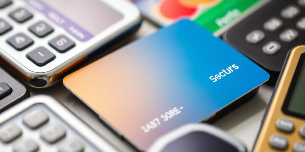 Credit card among payment devices, illustrating transaction process.