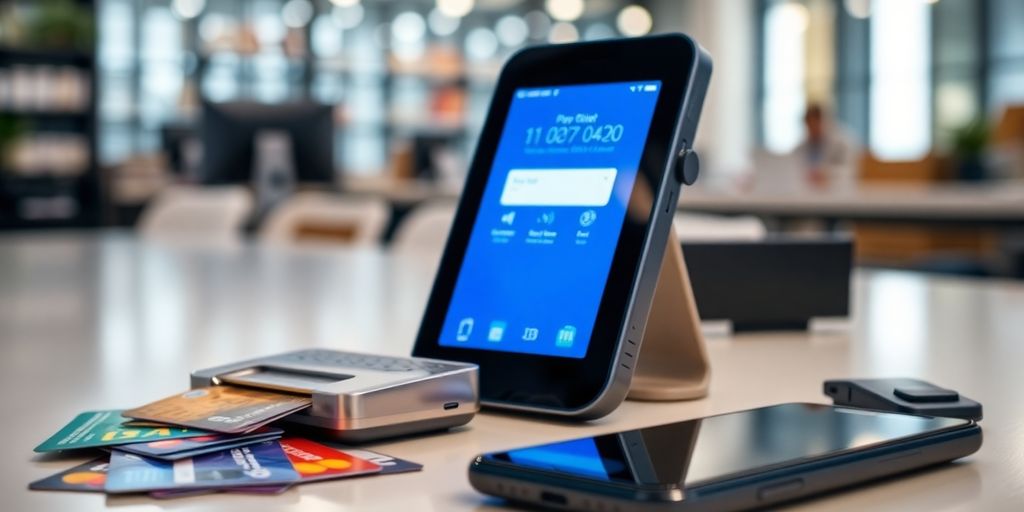 Modern payment gateway device in an e-commerce setting.