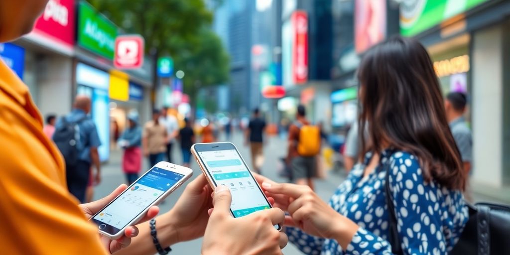 Modern payment methods in Malaysia's urban landscape.