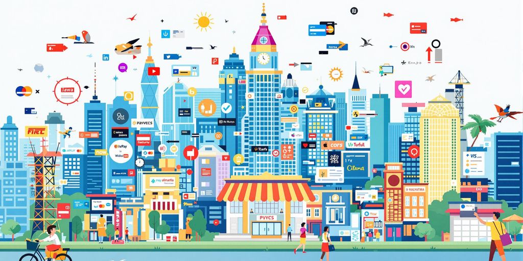 Diverse icons of online payment gateways for e-commerce.