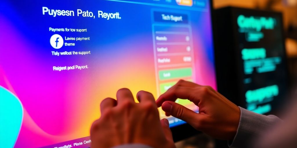 Close-up of a digital payment interface for tech support.