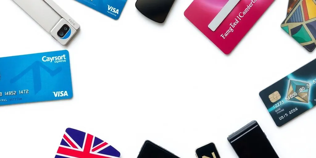 Various online payment methods on a clean background.
