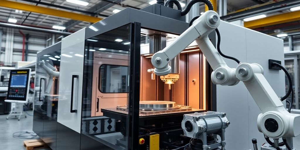 Modern C C machine with robotic arms in action.