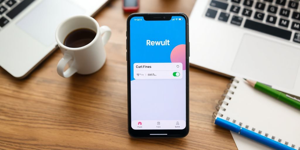 Smartphone with Revolut app on a business desk.