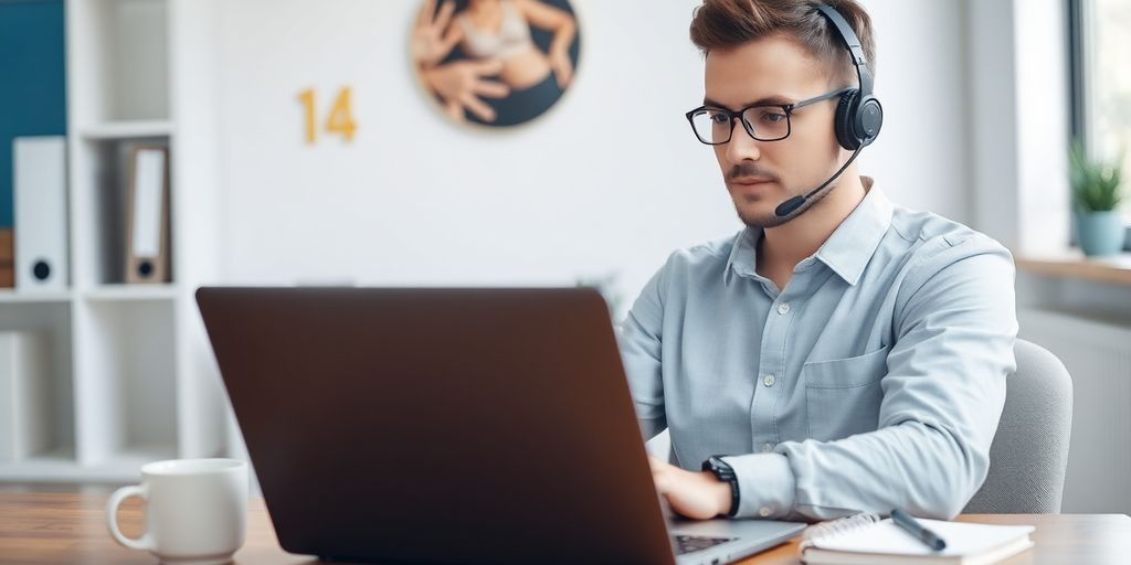 Person using a laptop for customer support assistance.