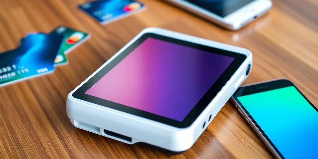 Ingenico Move/5000 device with cards and smartphone on table.