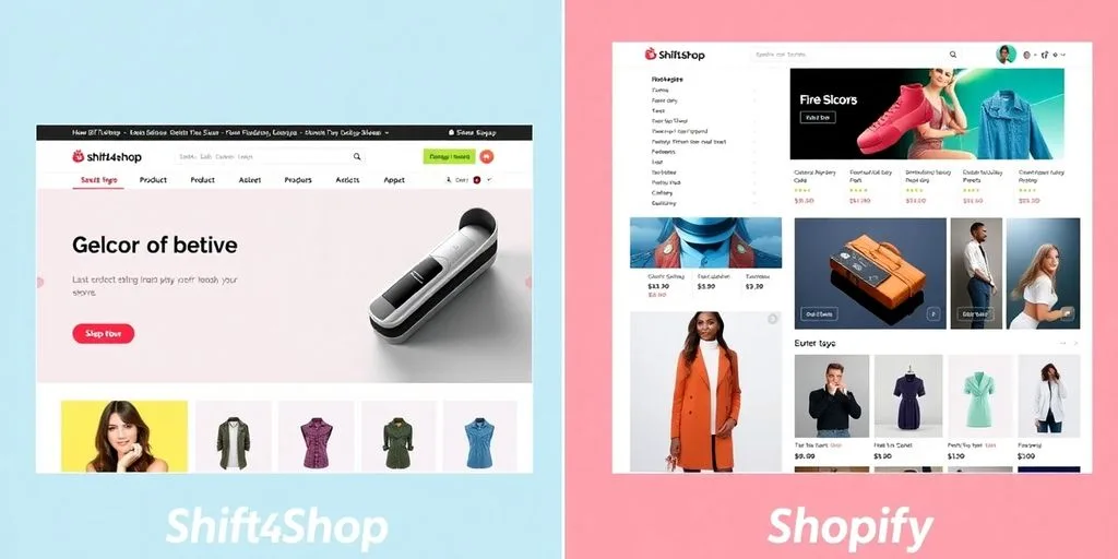 Comparison of Shift4Shop and Shopify online store interfaces.