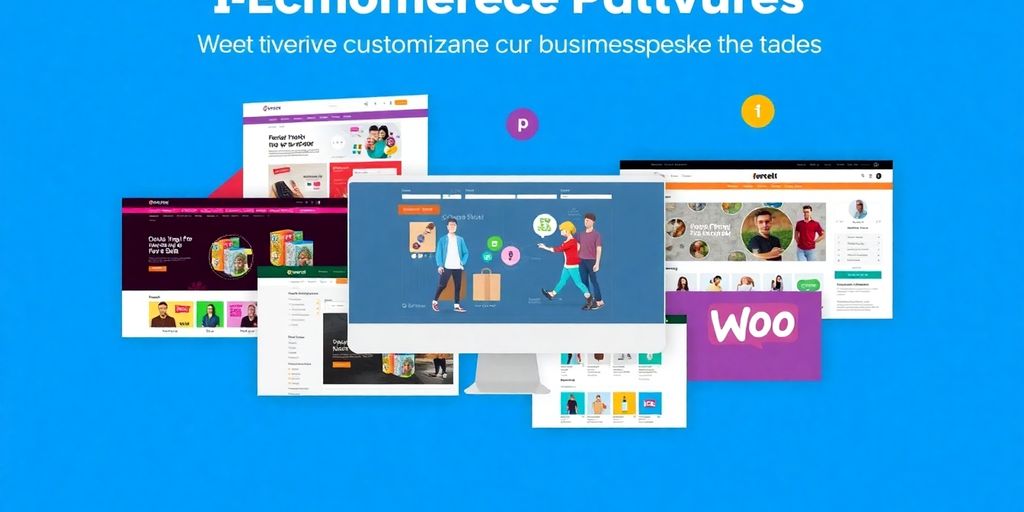 Three e-commerce platform interfaces with customization features.