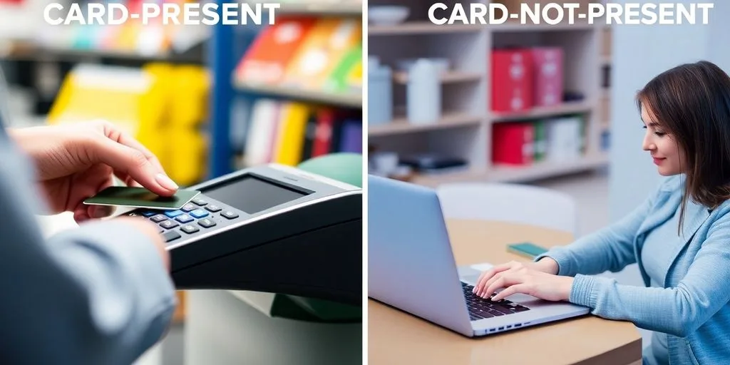 Person using credit card in-store and online shopping.
