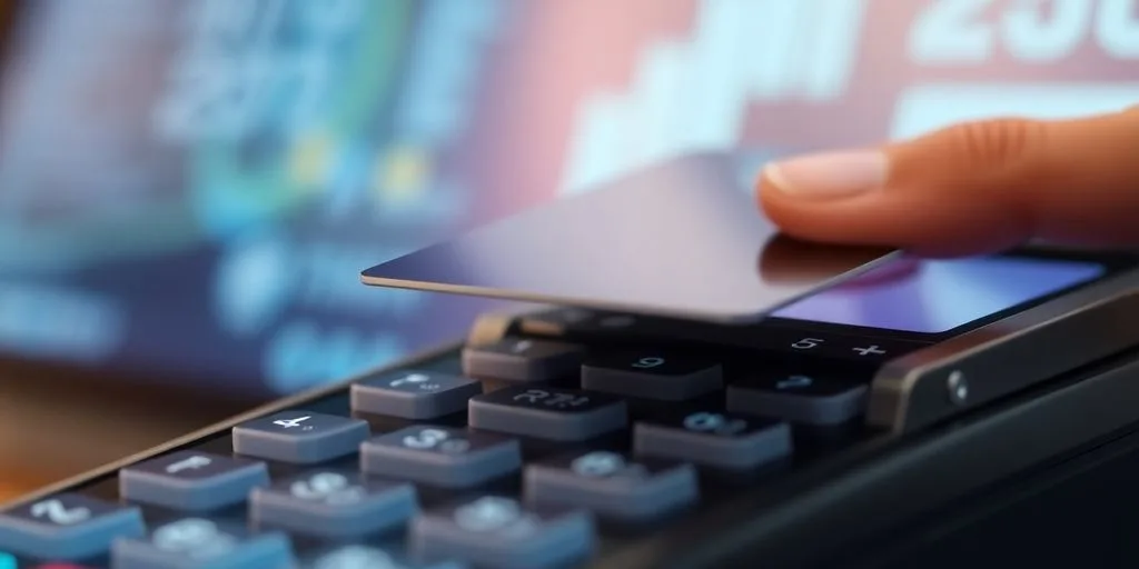 Credit card and payment terminal for online transactions.