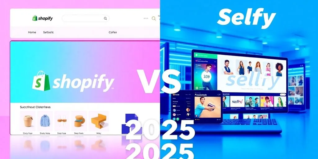 Side-by-side comparison of Shopify and Sellfy online stores.