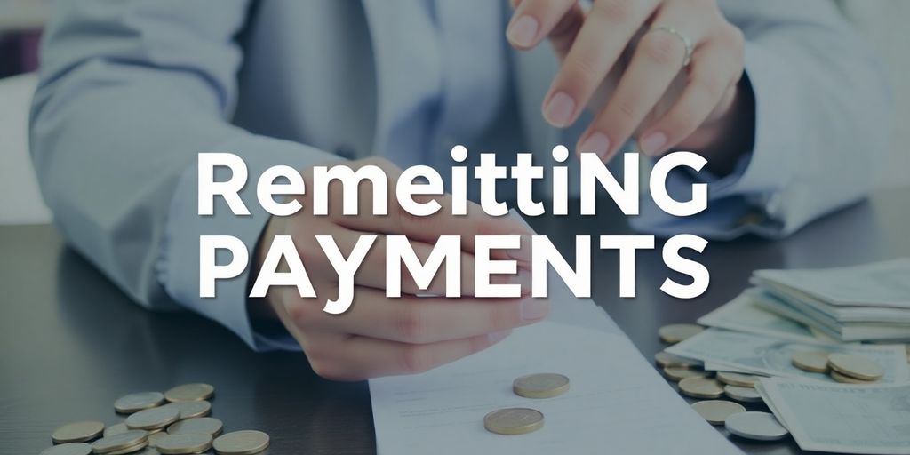 Person processing a payment with cash and documents.