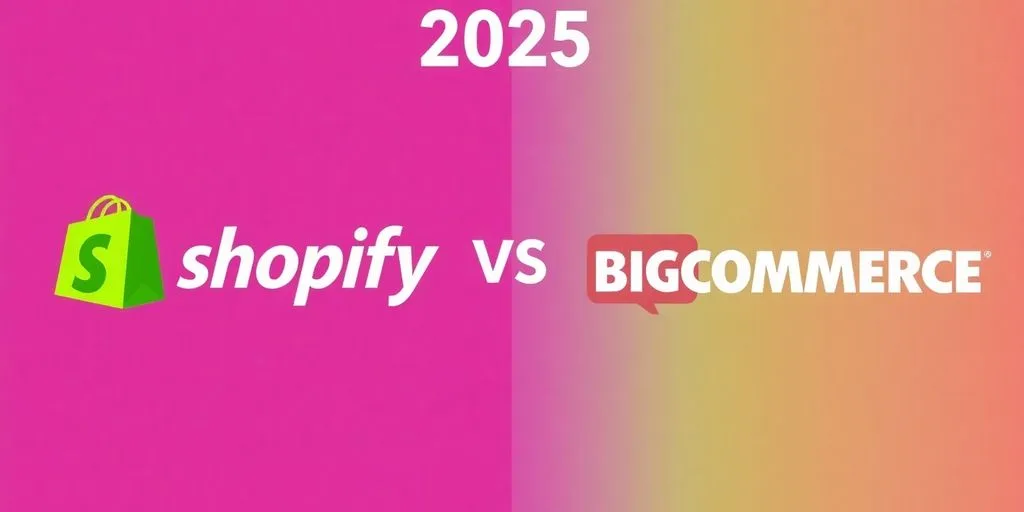 Logos of Shopify and BigCommerce on colorful backgrounds.