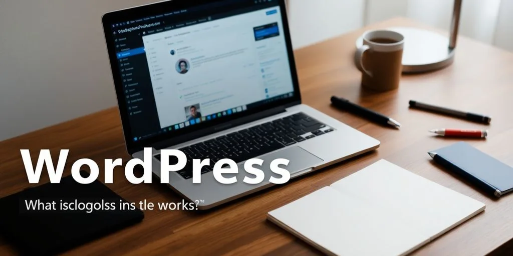 Workspace with laptop and tools for editing WordPress.