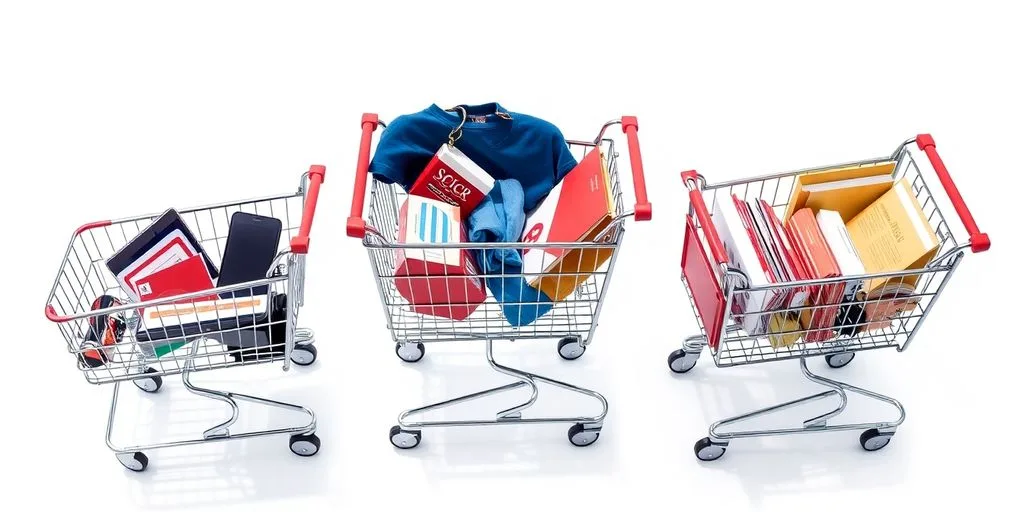 Three distinct shopping carts, each unique.