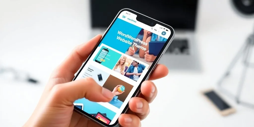 Smartphone displaying modern WordPress website theme.