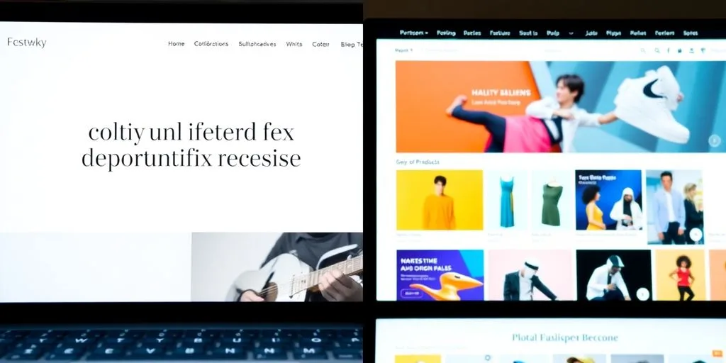 Two distinct website designs contrasting