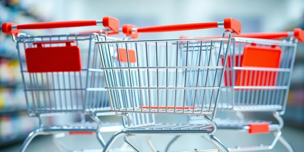 Three distinct shopping carts aligned