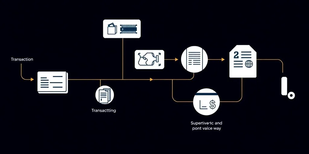 Payment gateway process visualized with flowing elements.