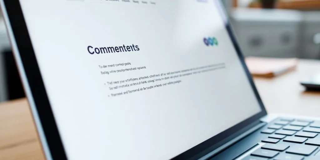 Laptop screen displaying WordPress comment section on a website