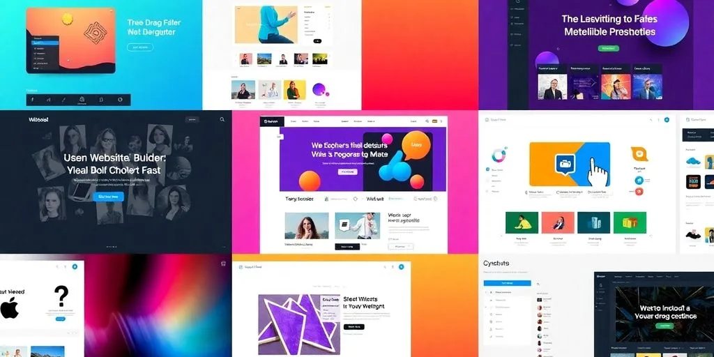 Drag and drop website builder interface.