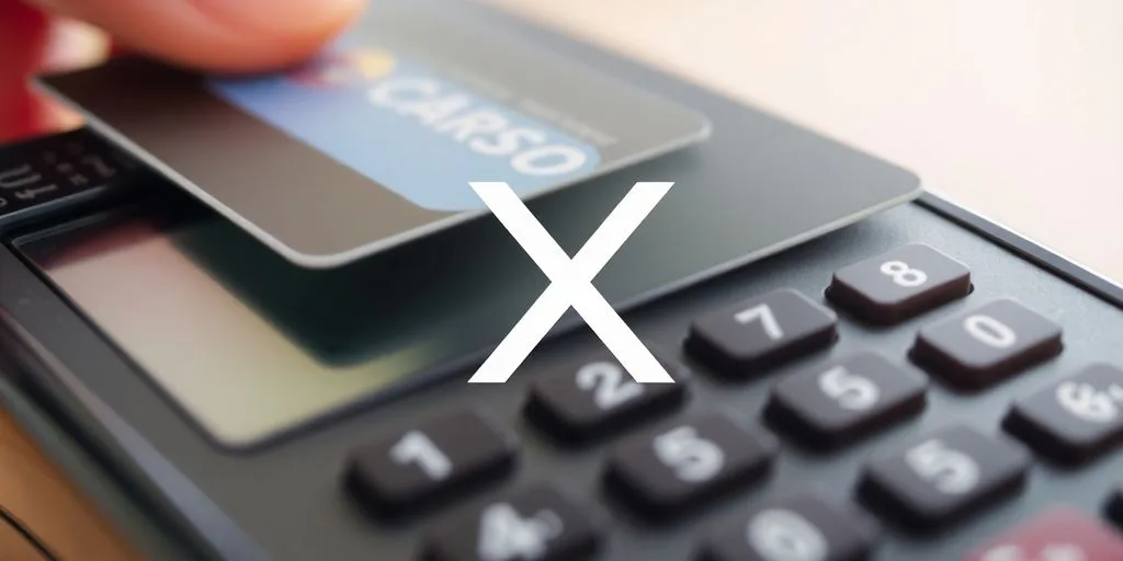 Credit card declined with a red 'X' mark.