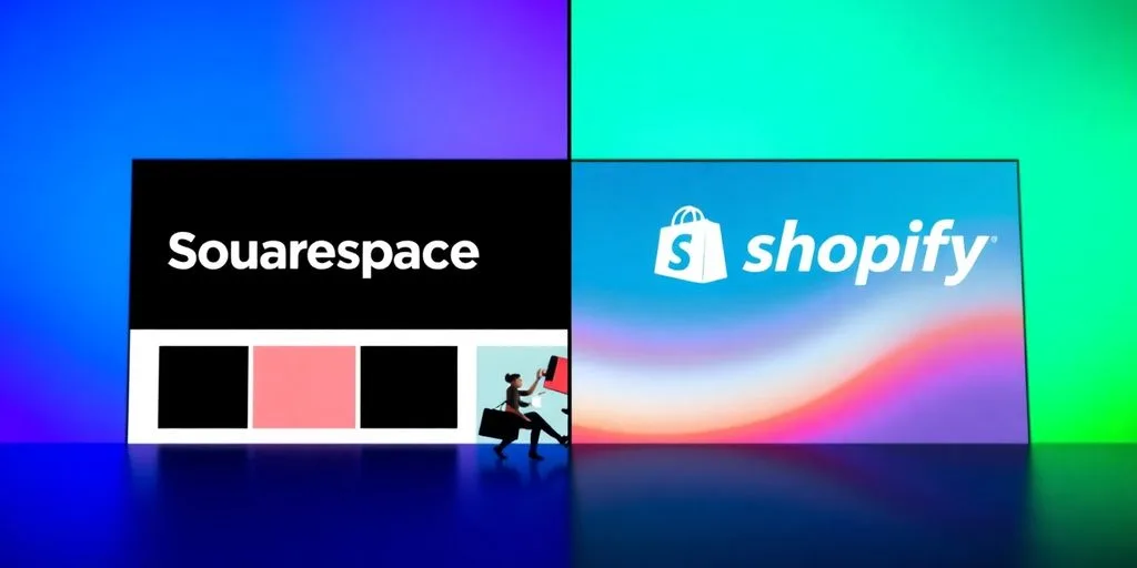 Squarespace and Shopify logos facing each other.